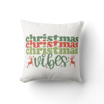 Christmas Vibes Retro Groovy Christmas Holidays Throw Pillow