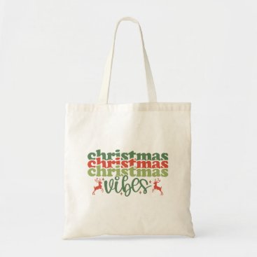 Christmas Vibes Retro Groovy Christmas Holidays Tote Bag