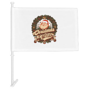 Christmas Vibes Santa Claus Wreath Bells Car Flag