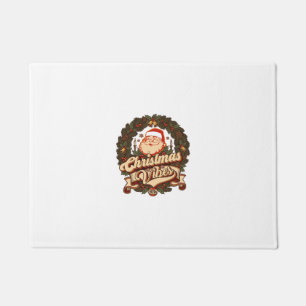 Christmas Vibes Santa Claus Wreath Bells Doormat