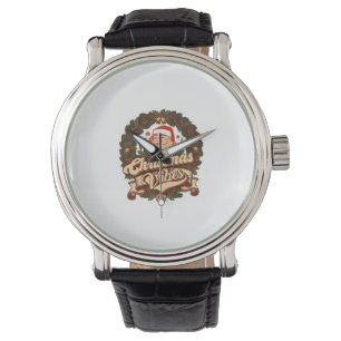 Christmas Vibes Santa Claus Wreath Bells Watch