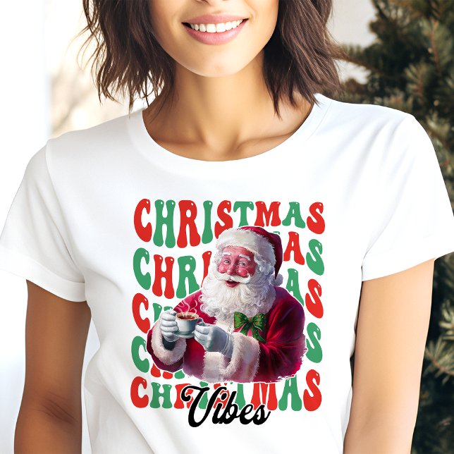 Christmas Vibes Santa Retro Holiday Tri-Blend Shirt (Creator Uploaded)