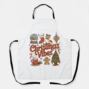 Christmas Vibes Snow Globe Gingerbread Man Tree Apron