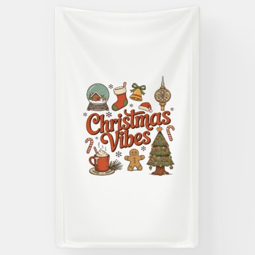 Christmas Vibes Snow Globe Gingerbread Man Tree Banner