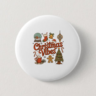 Christmas Vibes Snow Globe Gingerbread Man Tree Button
