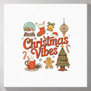 Christmas Vibes Snow Globe Gingerbread Man Tree Canvas Photo Tile