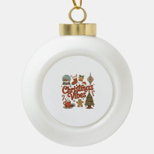 Christmas Vibes Snow Globe Gingerbread Man Tree Ceramic Ball Christmas Ornament