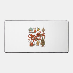 Christmas Vibes Snow Globe Gingerbread Man Tree Desk Mat