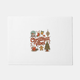 Christmas Vibes Snow Globe Gingerbread Man Tree Doormat