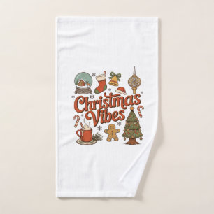 Christmas Vibes Snow Globe Gingerbread Man Tree Hand Towel