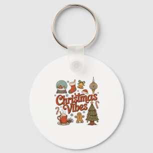 Christmas Vibes Snow Globe Gingerbread Man Tree Keychain