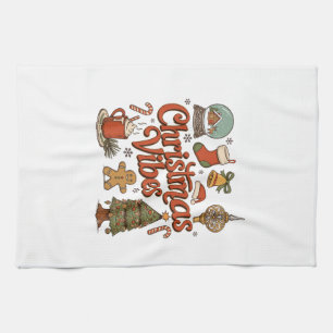 Christmas Vibes Snow Globe Gingerbread Man Tree Kitchen Towel