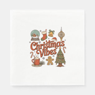 Christmas Vibes Snow Globe Gingerbread Man Tree Napkins