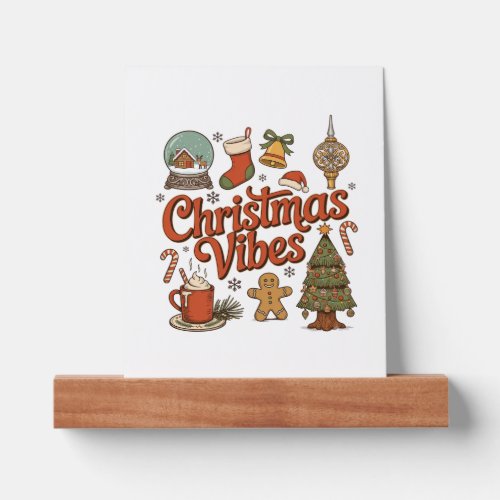 Christmas Vibes Snow Globe Gingerbread Man Tree Picture Ledge