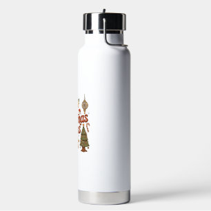 Christmas Vibes Snow Globe Gingerbread Man Tree Water Bottle