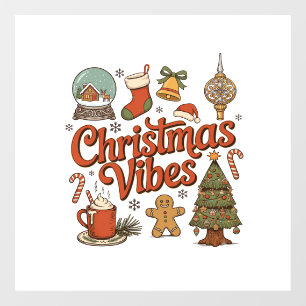 Christmas Vibes Snow Globe Gingerbread Man Tree Window Cling