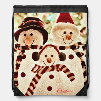 Christmas Vibes Snowman Celebration Drawstring Bag