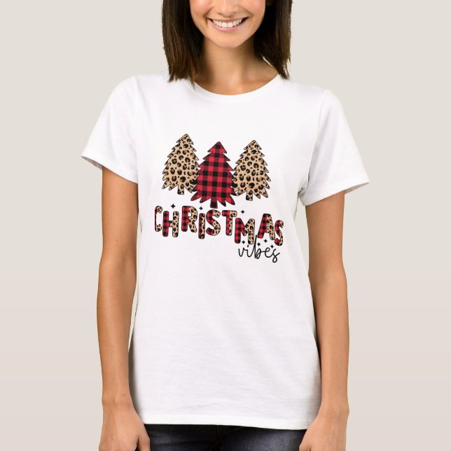 Christmas vibes with red plaid T-Shirt (Front)