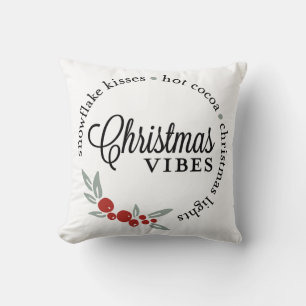 Christmas Vibes Wreath Throw Pillow