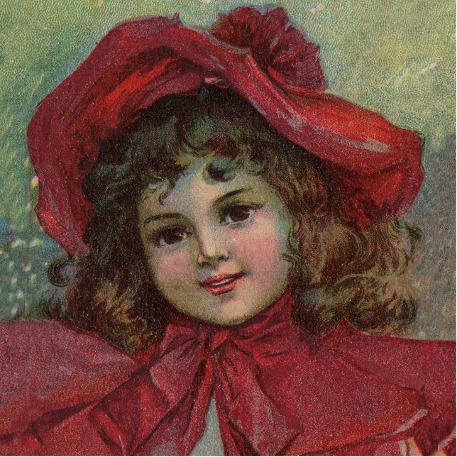Christmas Victorian Child Red Hat Girl Portrait Ar Cutout (Front)