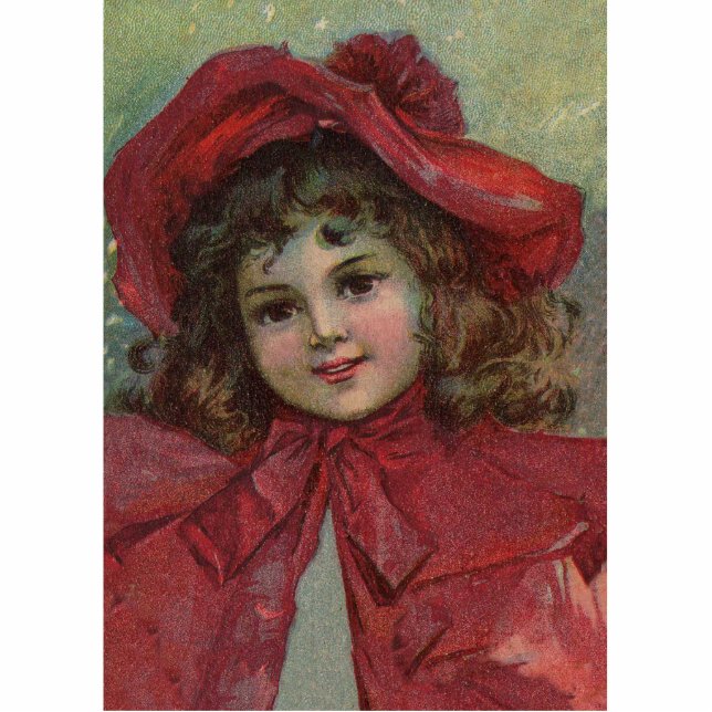 Christmas Victorian Child Red Hat Girl Portrait Ar Statuette (Front)