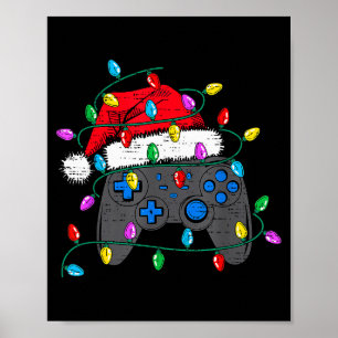 Christmas Video Game Controller Hat Santa Gamer Bo Poster