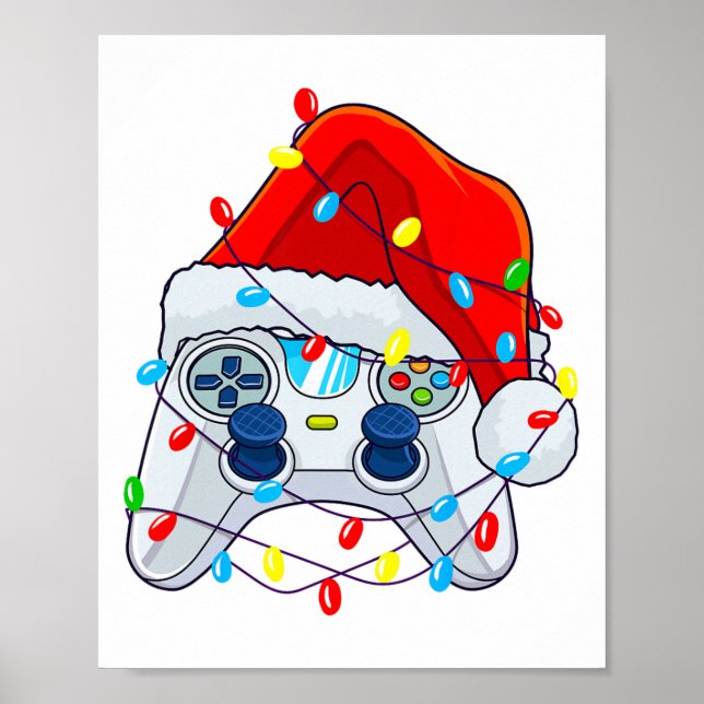 Christmas Video Game Controller Santa Gamer Boys  Poster (Front)