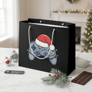 Christmas Video Game Controller with Santa Hat Large Gift Bag