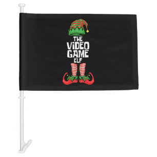 Christmas Video Game Elf Car Flag