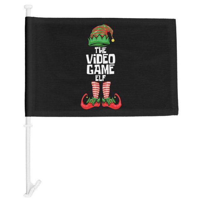 Christmas Video Game Elf Car Flag (Front)