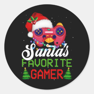 Christmas Video Gamer Santa's Favorite Gamer Gamep Classic Round Sticker