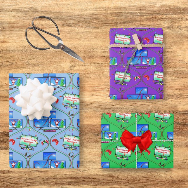 Christmas Video Games Pattern Wrapping Paper Sheets (Power up your presents with gaming-themed wrap, delighting tech-savvy teens this Christmas!)