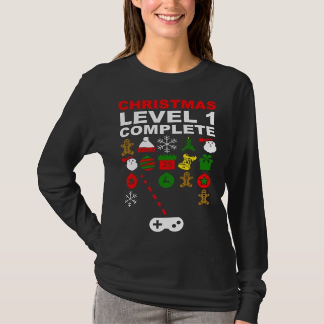 Christmas Video Gaming Decoration Invaders Gamer T-Shirt (Front)