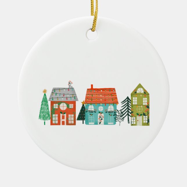 Christmas Village  Ceramic Ornament (Front)
