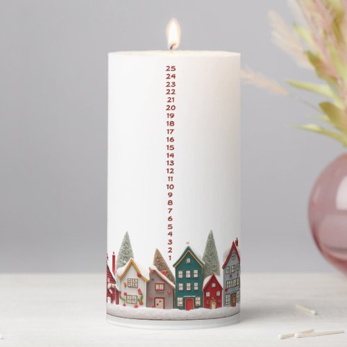 Christmas Village Countdown Pillar Candle