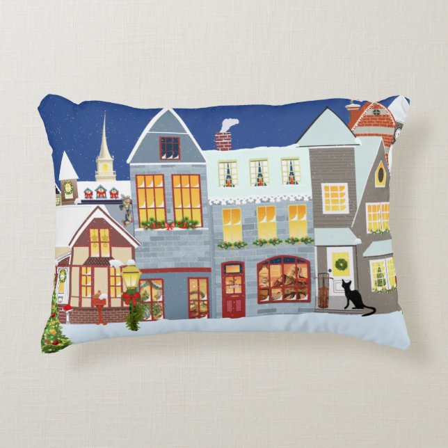 Christmas Village Decorative Pillow (Front)