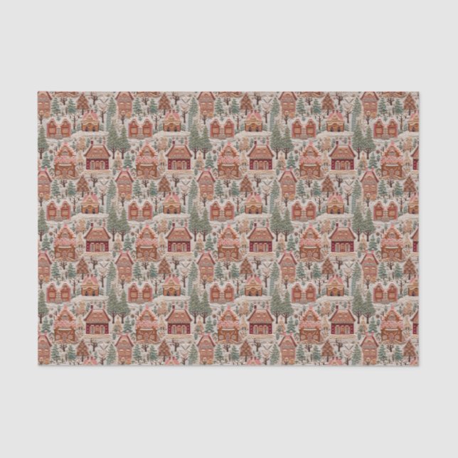 Christmas Village Embroidered Tissue Paper (Front)
