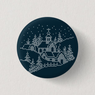 Christmas village embroidery, nordic holy night  button