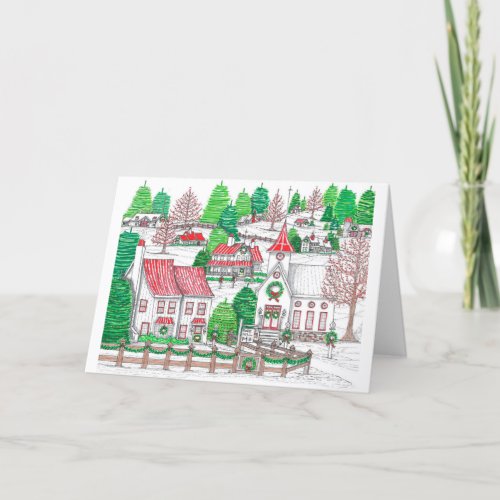 Christmas Village Folded 5x7 Card