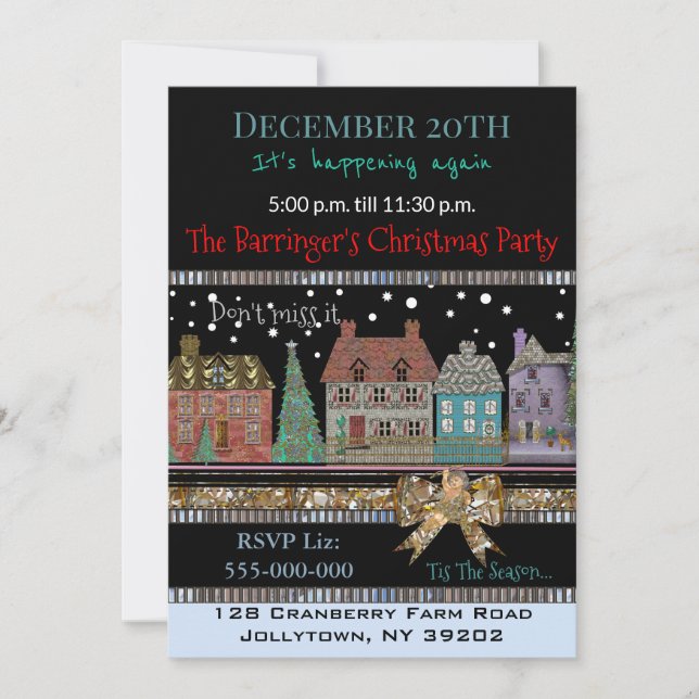 Christmas Village Holiday Christmas Party Invitation (Front)