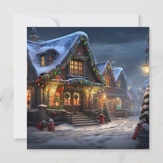 Christmas village holiday greeting card (Front)