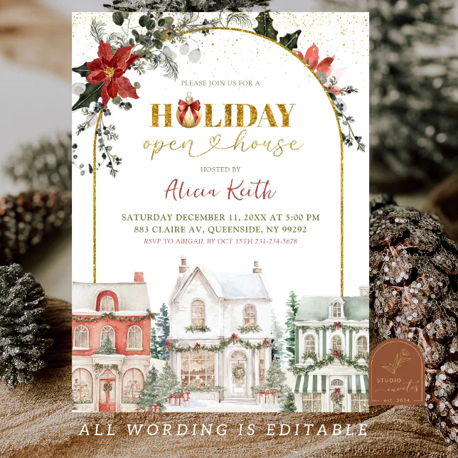 Christmas Village Holiday Open House Invitation | Zazzle