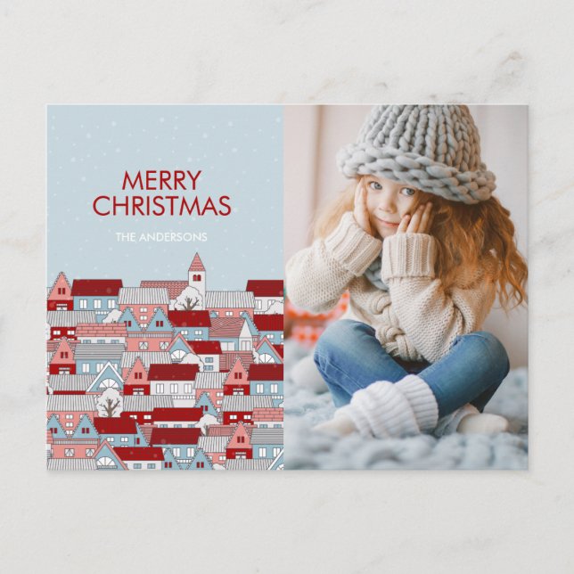 Christmas Village Holiday Photo Postcard (Front)