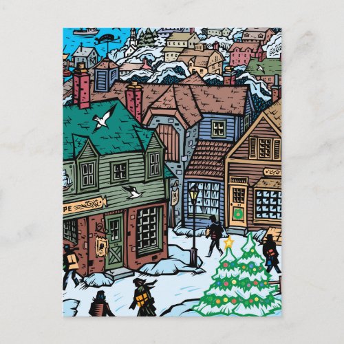 Christmas Village Holiday Postcard