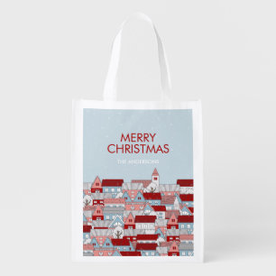 Christmas Village Holiday Reusable Tote Bag