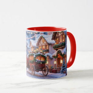 Christmas village illustration mug