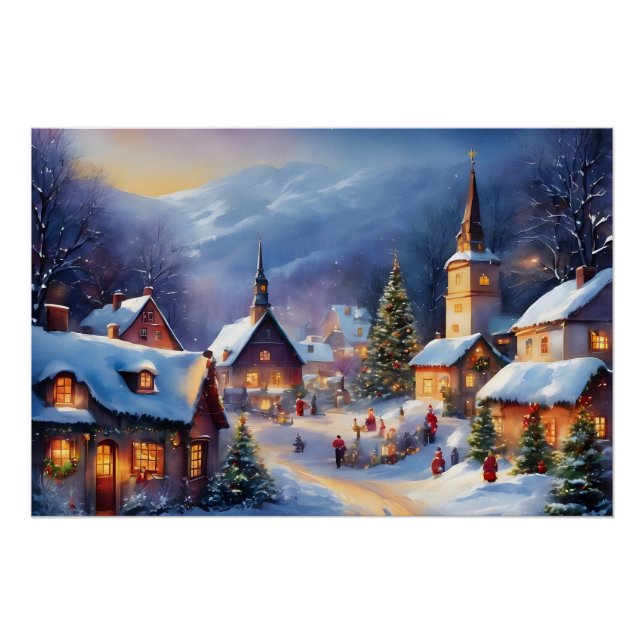 Christmas Village in the Mountains Winter  Poster (Front)