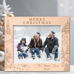 Christmas Village in Winter Engraved Frames