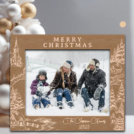 Christmas Village in Winter Engraved Frames