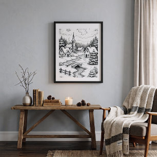 Christmas Village in Winter  Poster
